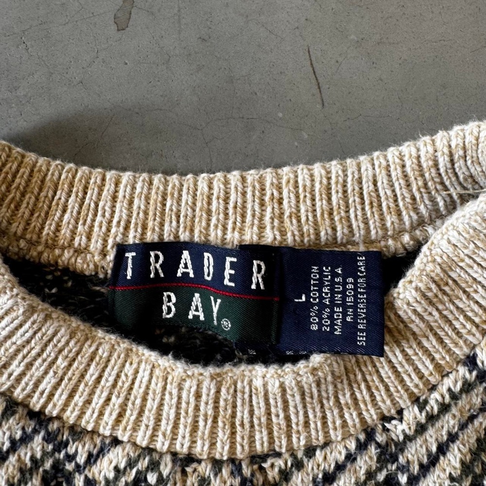 Vintage 90s trader bay pullover pattern sweater - Picture 2 of 6